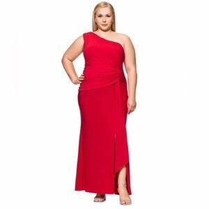 Xscape Vibrant Red One-Shoulder Dress